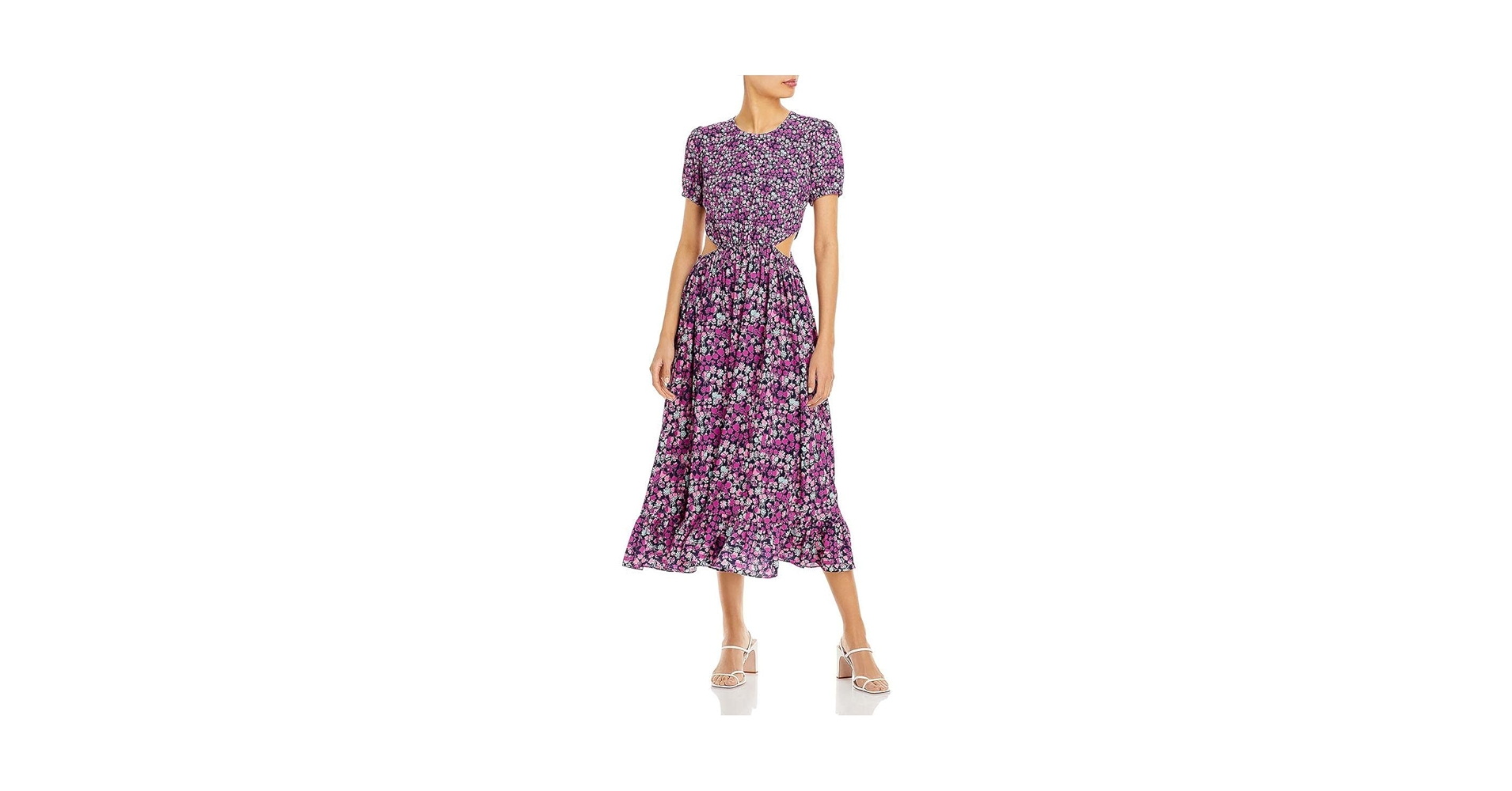 French Connection Womens Floral Cutout Midi Dress Purple 8
