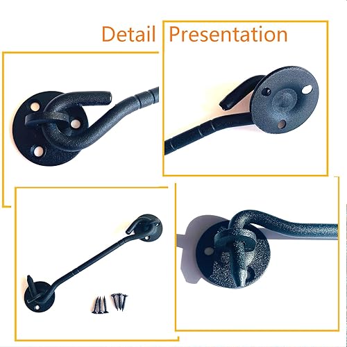 Miniatura 6 de OFNONOT Gancho de privacidad de 8 pulgadas y pestillo para puerta de granero, cerradura de puerta fácil, accesorios para ganchos de ventana,