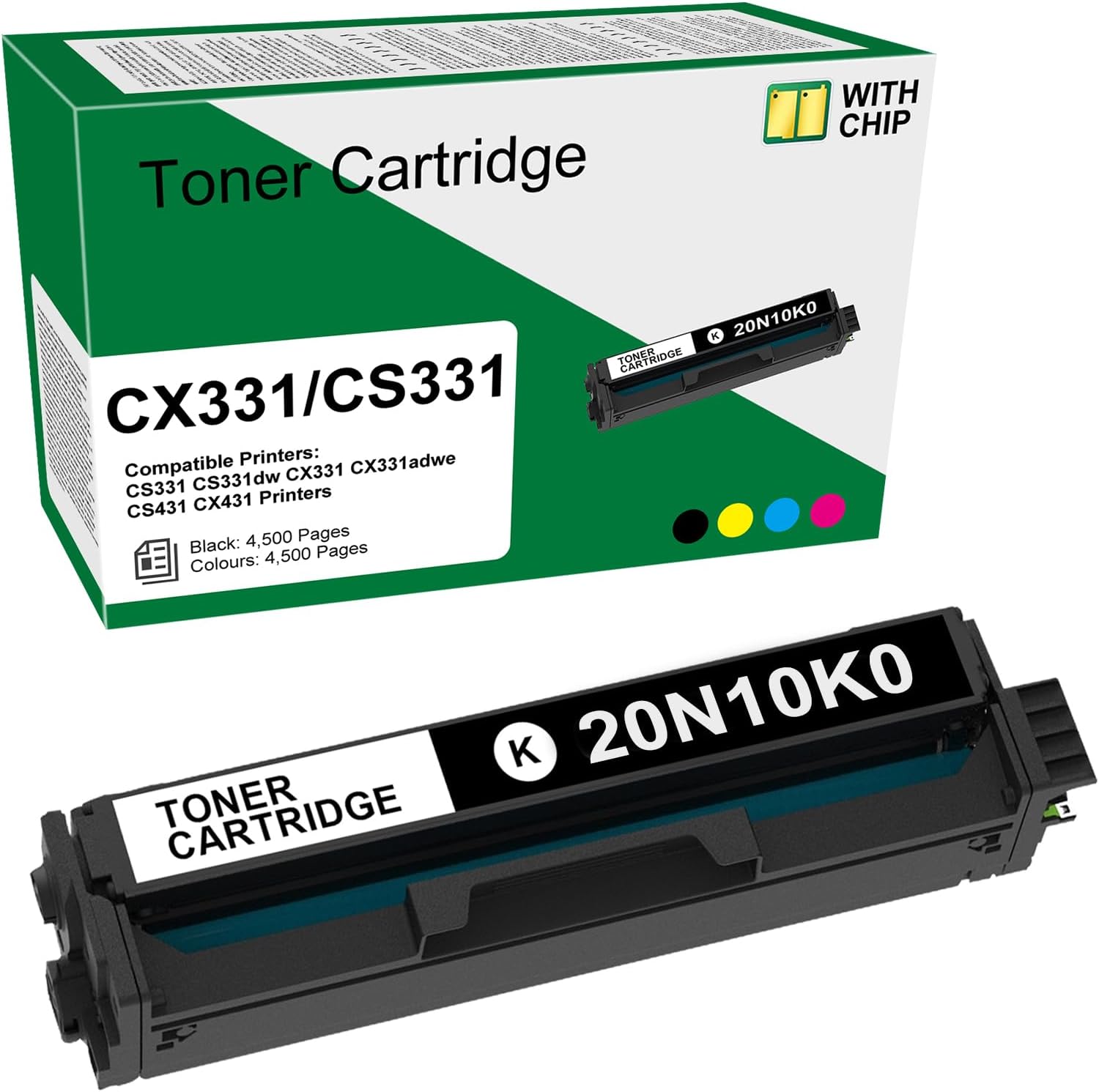 CX331 CS331 Black Toner Cartridges Compatible for Lexmark CS331 20N10K0 Toner Cartridge for CS331 CX331 CS331dw CX331adwe CS431 CX431 CS431dw CX431adw Printers,1 Pack