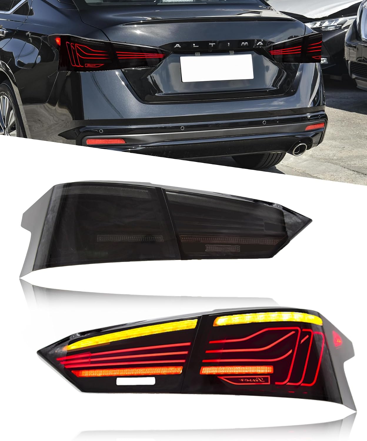 Tail Lights Assembly Compatible with Nissan Altima 2019-2024 Start-up Animation Sequential Turn Signal Rear Brake Lamp Plug & Play Replacement