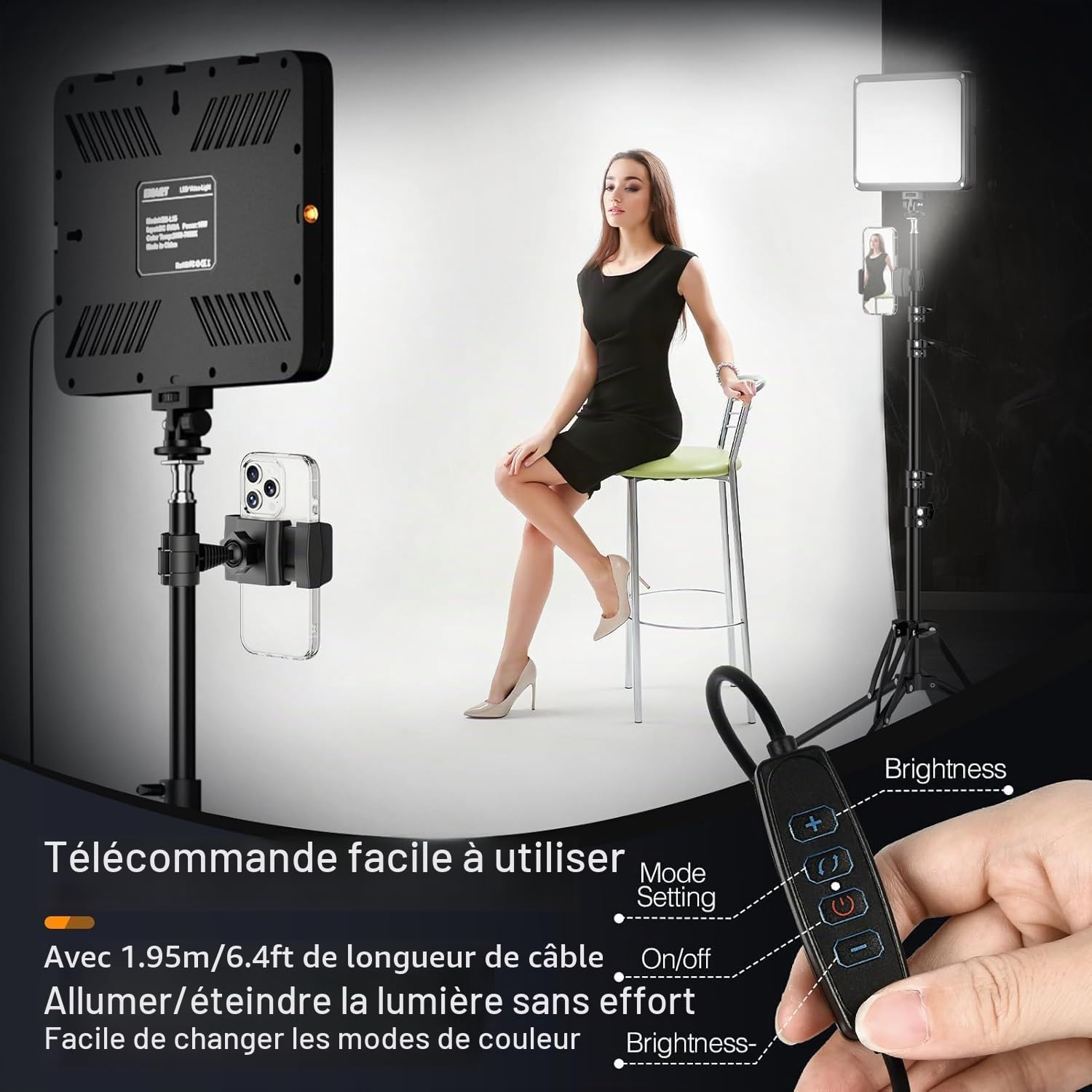 25*20cm Lumiere Photo avec Pare-Soleil Magnétique, EMART 2Pack Panneau LED | d'Éclairage Vidéo 15 W Intensité Réglable(2800K-7000K) Lampe Vidéo pour Streaming en Direct, Youtube et Vlog
