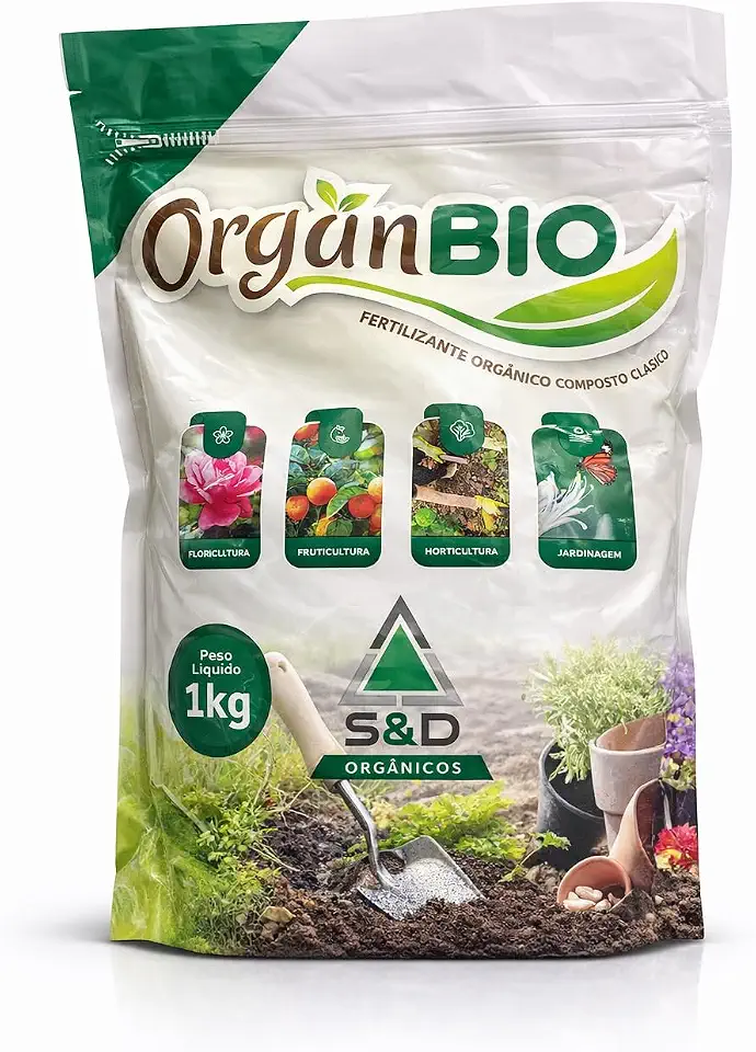 OrgânBio Fertilizante Orgânico Composto Classe A, para Floricultura, Fruticultura, Horticultura e Jardinagem