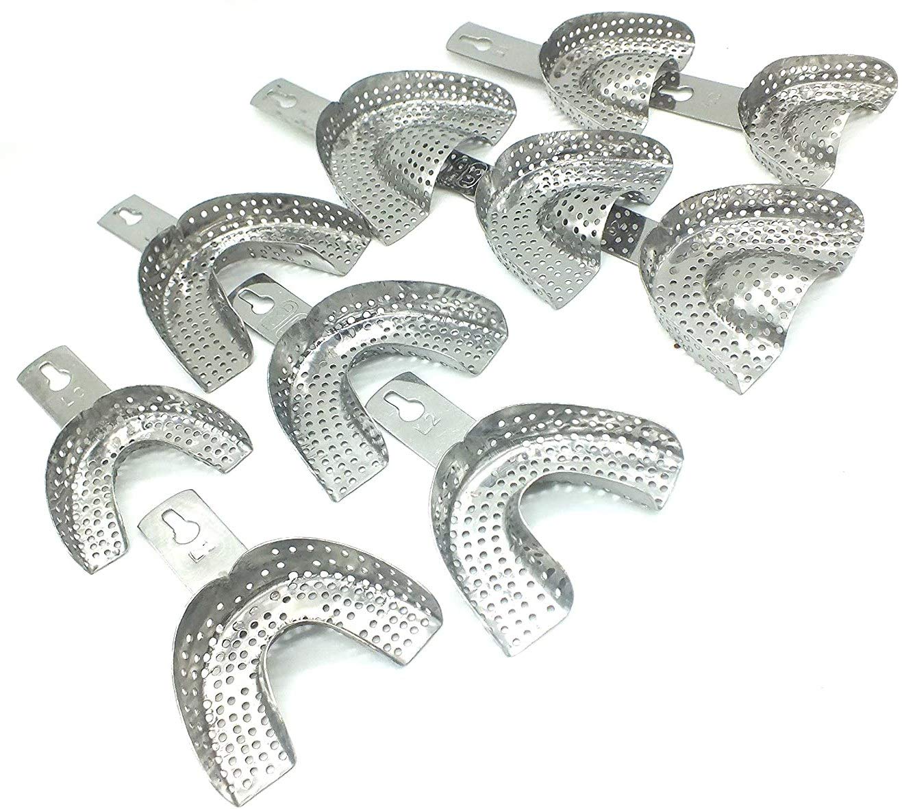 NC Dental Metal Impression Tray Pack of 10 Pieces (0-4 Upper & Lower)