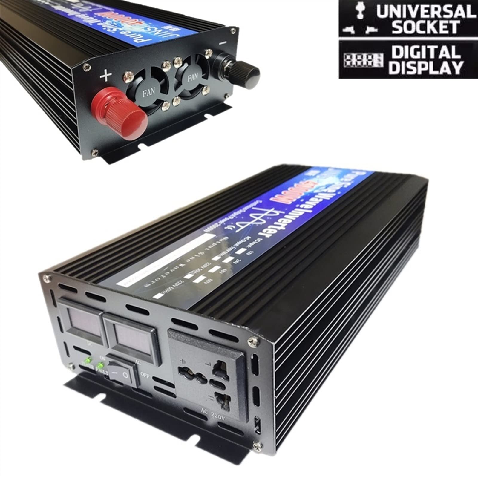 Przetwornica Napięcia, Czysta fala sinusoidalna przetwornica 12V 24V 48V 60V 220 3000w 4000w transformator napięcia słonecznego DC12V do AC konwerter LED(4000w,60V_50HZ_UPGRADE)
