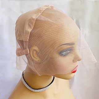 Full Lace Wig Caps for Making Wigs with Adjustable Straps Swiss Transparent Lace Color and Medium Size Glueless Weaving Cap Wig Base for Ventilating or Knotting