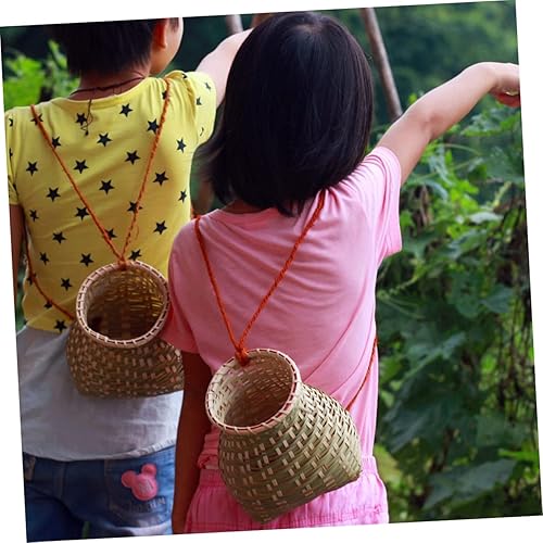 Miniatura 3 de STOBAZA 2 Pcs Bamboo Basket Laundry Basket Wicker Foraging Basket Backpack Bamboo Woven Basket Rattan Vase Seagrass Vase Fish Storage Basket Hand
