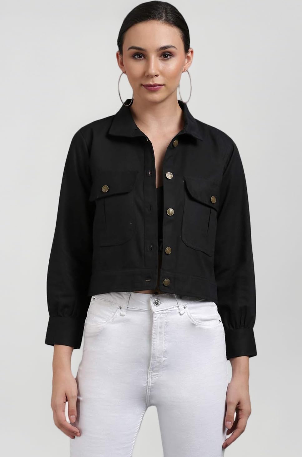 Women's Cotton Twill Blouson Standard Length Jacket Black Medium