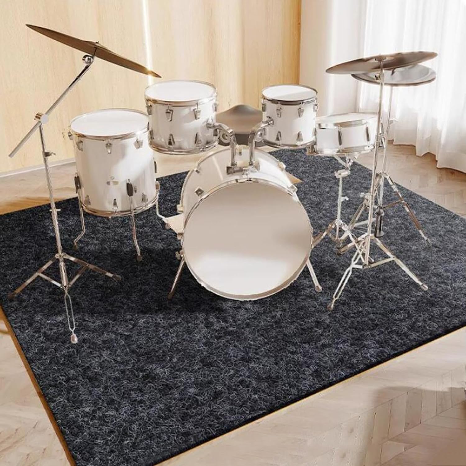 Drum Rug Vibration Absorbing Mat Soundproof Mat Anti-Slip Anti-Vibration Carpet Rectangle Drum Carpet Great Gift for Drummers(Size:200x300cm,Color:Green)