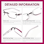 Rimless Reading Glasses Blue Light Blocking Readers Spring Hinge Eyeglasses