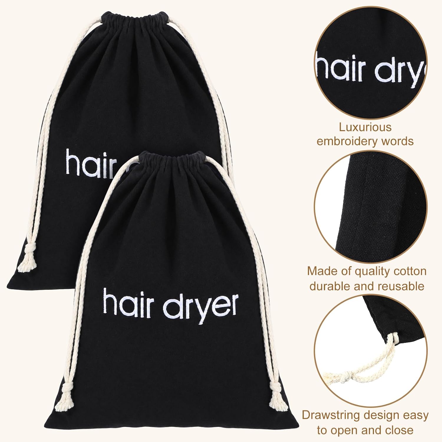 2 PCS Hair Dryer Bag Dust-Resistant Drawstring Storage Pouch image 3