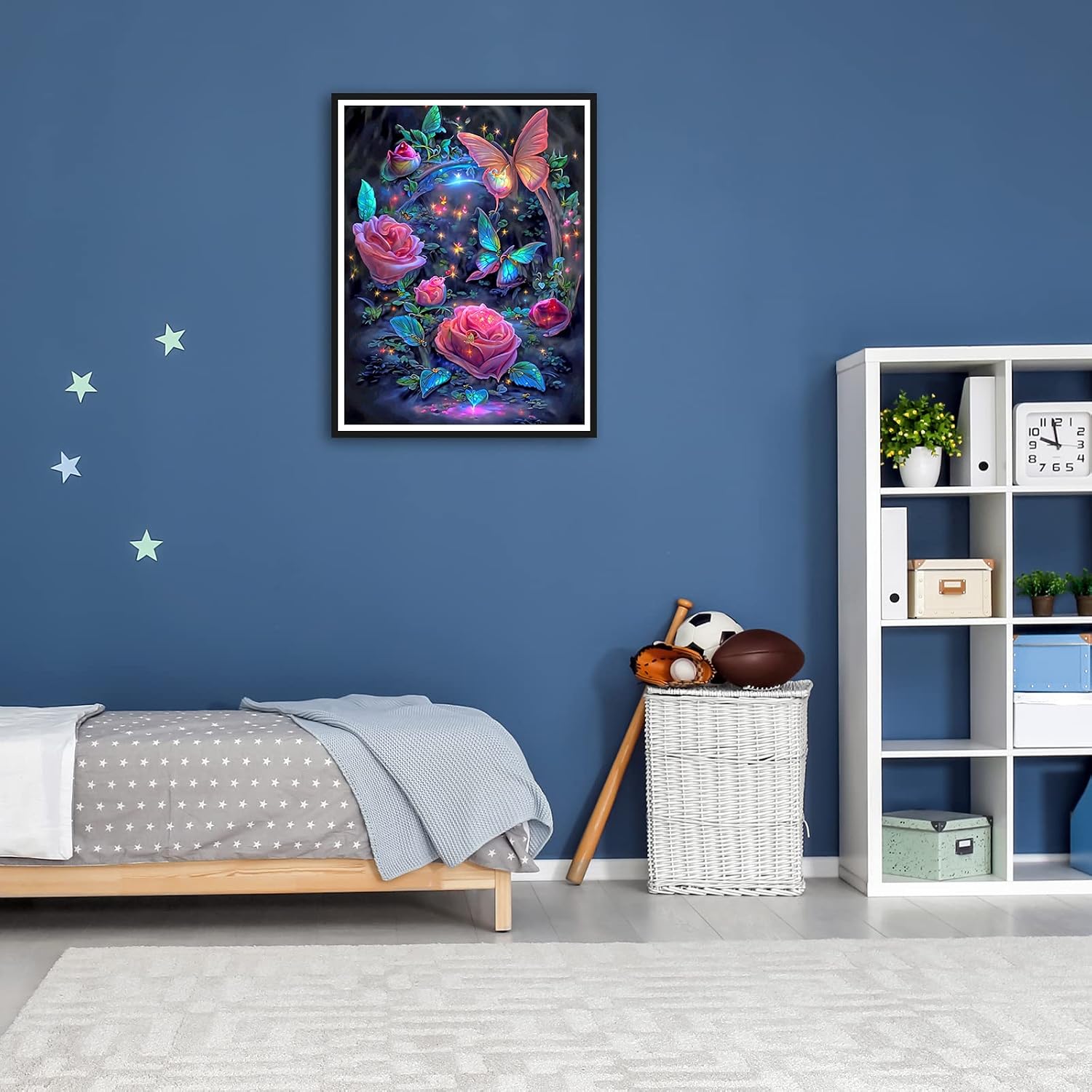 Stalente Diamond Painting Kits for Adults, Rose Flower Round Full Drill Diamond Art Kits, 5D DIY Paint with Diamonds Crafts for Home Wall Decoration Gifts 12×16 Inch, Butterfly image 4