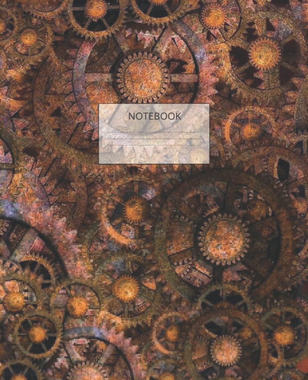 NOTEBOOK: Vintage Steampunk Wheel Cog Composition Book 7.5" x 9.25". 100 College Ruled Pages For School College Work, Creative Writing, To Do Lists, ... For Boys Girls Men Women Teens Gift Idea.