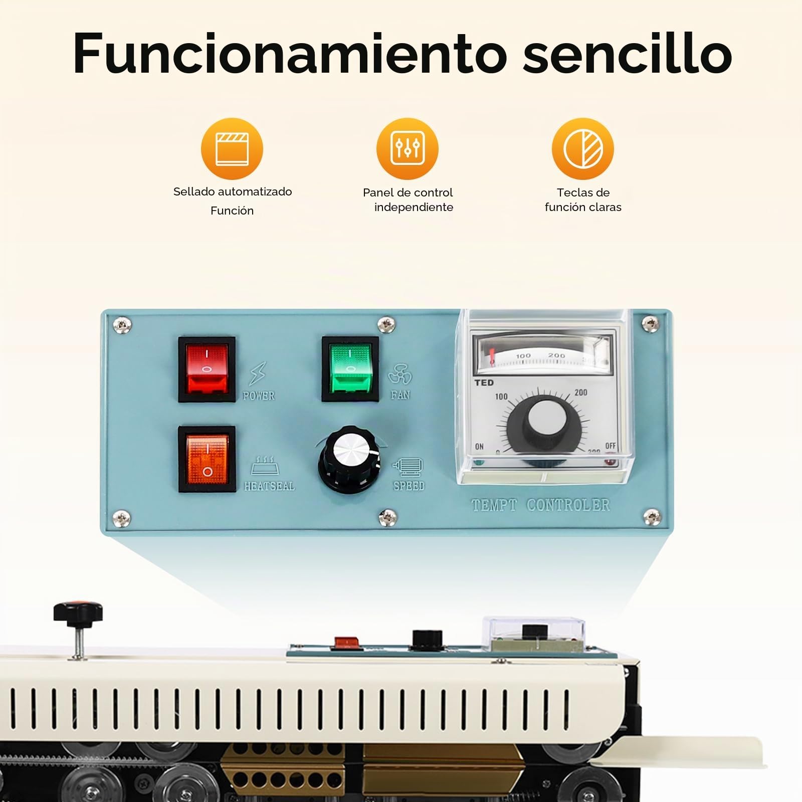Berkalash Sellador automático de banda continua, 0-12 m/min, velocidad de sellado continuo, bolsa FR-900, se adapta a la máquina de sellado térmico de bolsas de plástico de 220 V 500 W