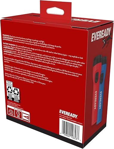 Miniatura 9 de EVEREADY Linternas LED (paquete de 8), linternas brillantes para emergencias y equipo de campamento, luz de flash con pilas AA incluidas, rojoazul