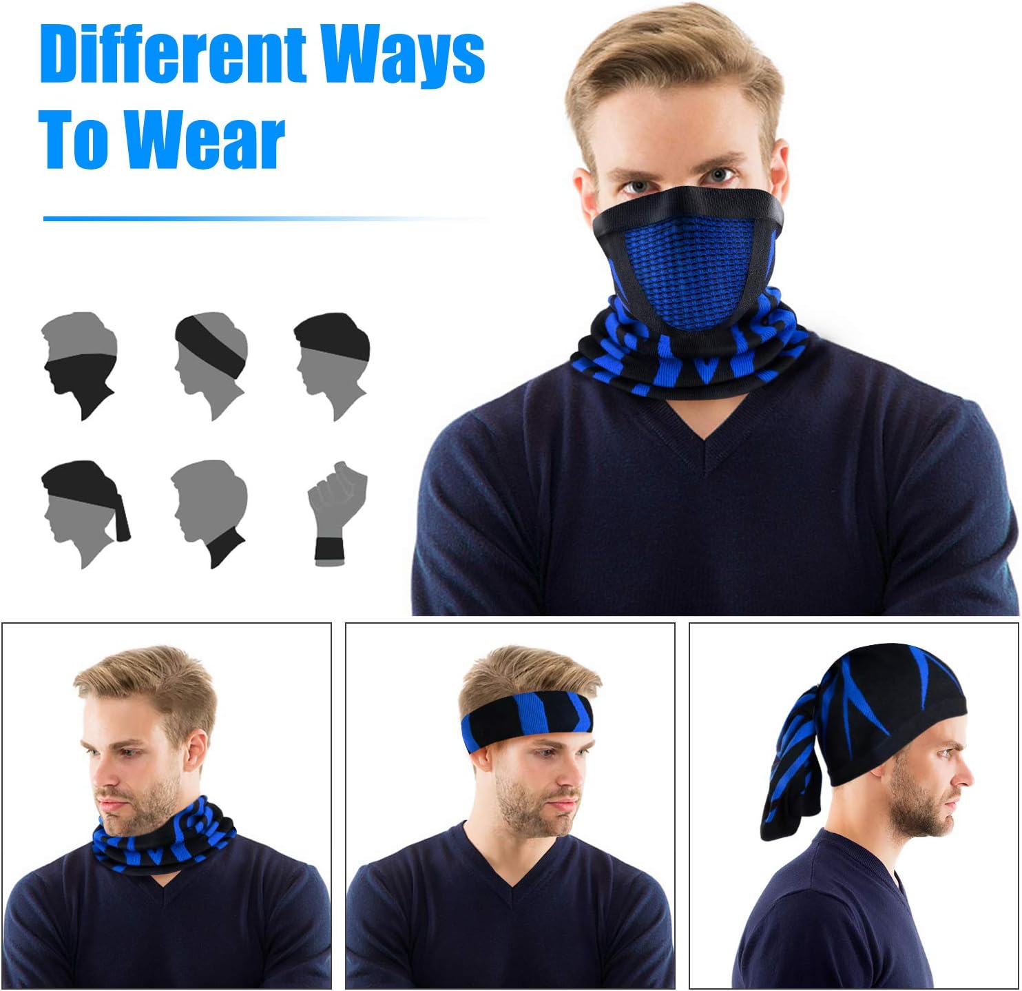 2 Pack Winter Neck Gaiter Warmer Windproof Ski Face Mask Cover Scarf Balaclava for Men Women Cold Weather Cycling - Image 4
