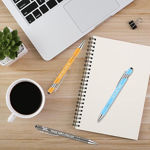 Miniatura 7 de Lounsweer 100 bolígrafos inspiradores con mensajes motivacionales, 20 colores, tinta negra de 0.039 in, punta de lápiz capacitivo, regalos