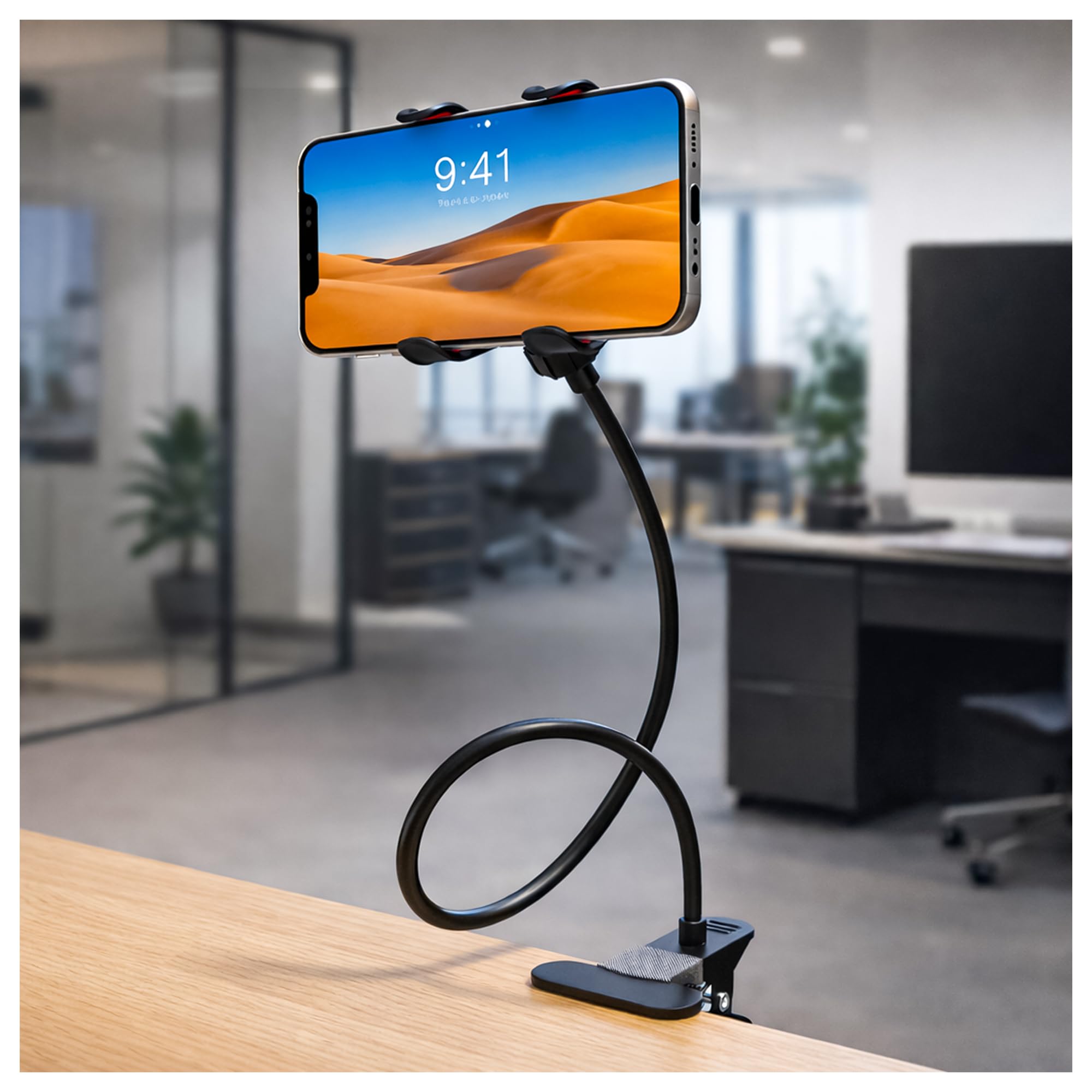 SWAPKART Updated 2026 Flexible Mobile Tabletop Stand, Metal Built -for Video, Heavy Duty Foldable Lazy Bracket Clip Mount, Multi Angle Clamp for All Smartphones (Black)-picture-21