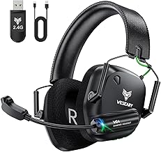 WESEARY WG4 Gaming Headset Wireless, 2,4G Wireless Gaming Headset mit Mikrofon für PS5, PS4, PC, Switch, Mac, Faltbarer Surround Sound Bluetooth Kopfhörer, Über 45 Stunden Akkulaufzeit