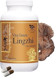 Vita Green Lingzhi Mushroom Supplement (五色靈芝) – Pure Reishi with Natural Antioxidants for Wellness, Energy, and Immune Support for Men & Women – 240 Capsules