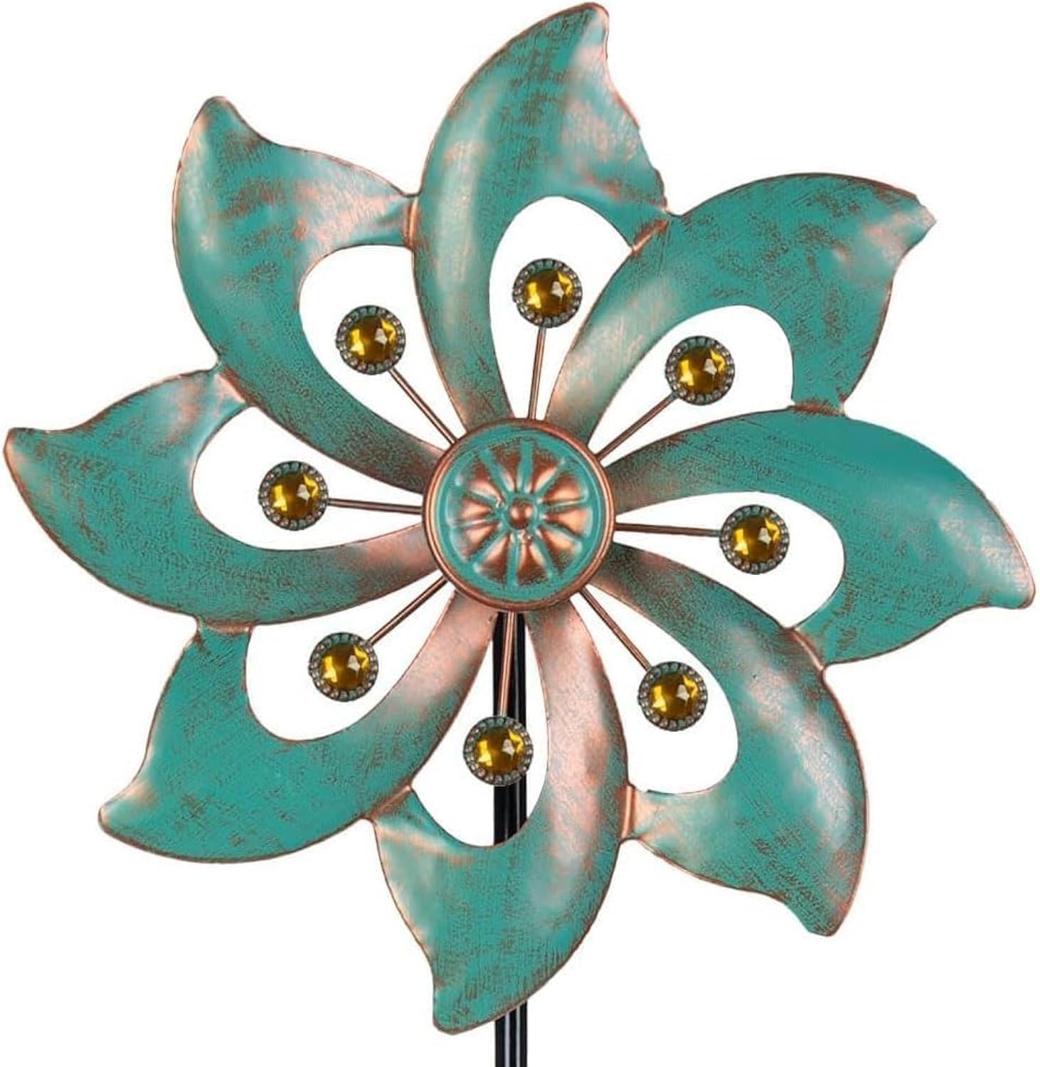 THE WHITE SHOP Light Green Garden Decor Wind Spinners, Small Metal Pinwheels Wind Spinner for Yard and Garden 37 * 10inches (Single Blade)