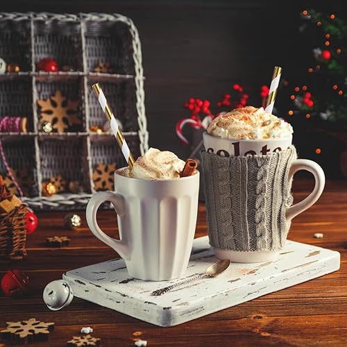 Vista 21 de ALINK 100 pajitas de papel a rayas blancas y negras, biodegradables desechables para Halloween, Navidad, cumpleaños, Año Nuevo, suministros de Rayas