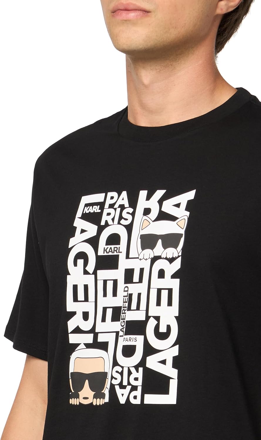 Karl Lagerfeld Men's Short Sleeve U-Neck Graphic T-Shirt