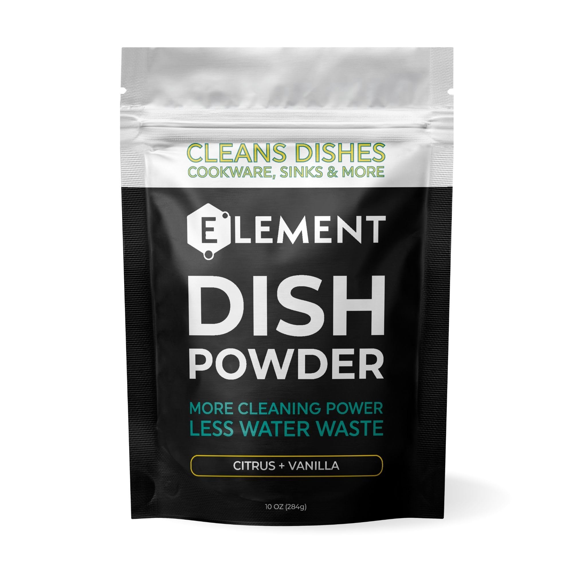 ELEMENT Dish Powder Grease-Fighting Dish Soap No Harsh Chemicals Liquidless Plastic-Free Plant-Based Pouch 10 OZ Pouch Citrus Vanilla