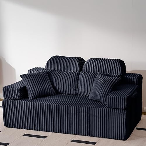 Miniatura 19 de Sofá Seccional de 106'' con Respaldo Alto, Sofá Seccional Modular en Forma de L Convertible con Chaise Izquierdo o Derecho, Pana Nube, Sofás Sin