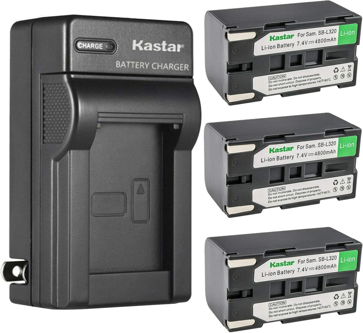 Kastar 3-Pack SB-L320 Battery and AC Wall Charger Replacement for Mamiya Leaf Aptus-II 12R, Mamiya Leaf Aptus 17, Mamiya Leaf Aptus 22, Mamiya Leaf Aptus 65, Mamiya Leaf Aptus 75 Leaf Aptus 75s Camera