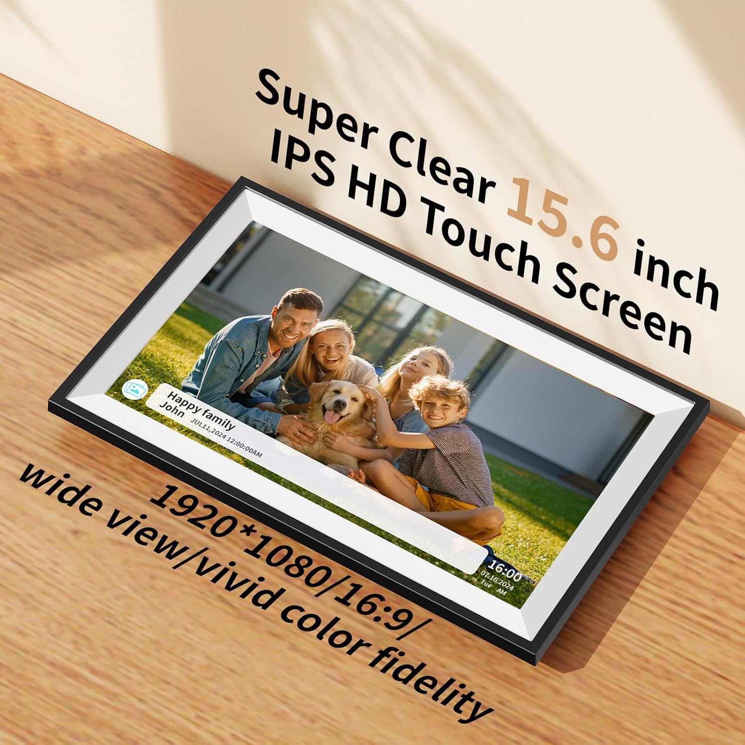 Digital Photo Frame,15.6 Inch Frameo Digital Picture Frame, 1920x1080 IPS LCD Touch Screen,Auto-Rotate,32GB, Supports SD Cards,Share Moments Instantly via Frameo App from Anywhere,Gifts for Your Loves