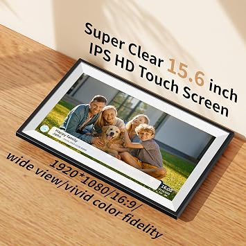 Digital Photo Frame,15.6 Inch Frameo Digital Picture Frame, 1920x1080 IPS LCD Touch Screen,Auto-Rotate,32GB, Supports SD Cards,Share Moments Instantly via Frameo App from Anywhere,Gifts for Your Loves