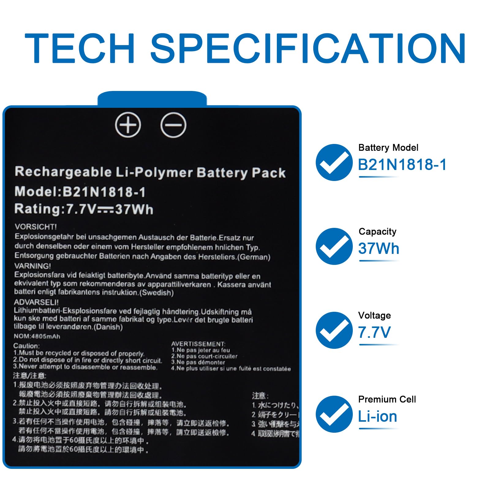 Vervangende 7,6V 32Wh Accu Voor Asus VivoBook 15 X512DA/X512FA/X512UB – Type B21N1818