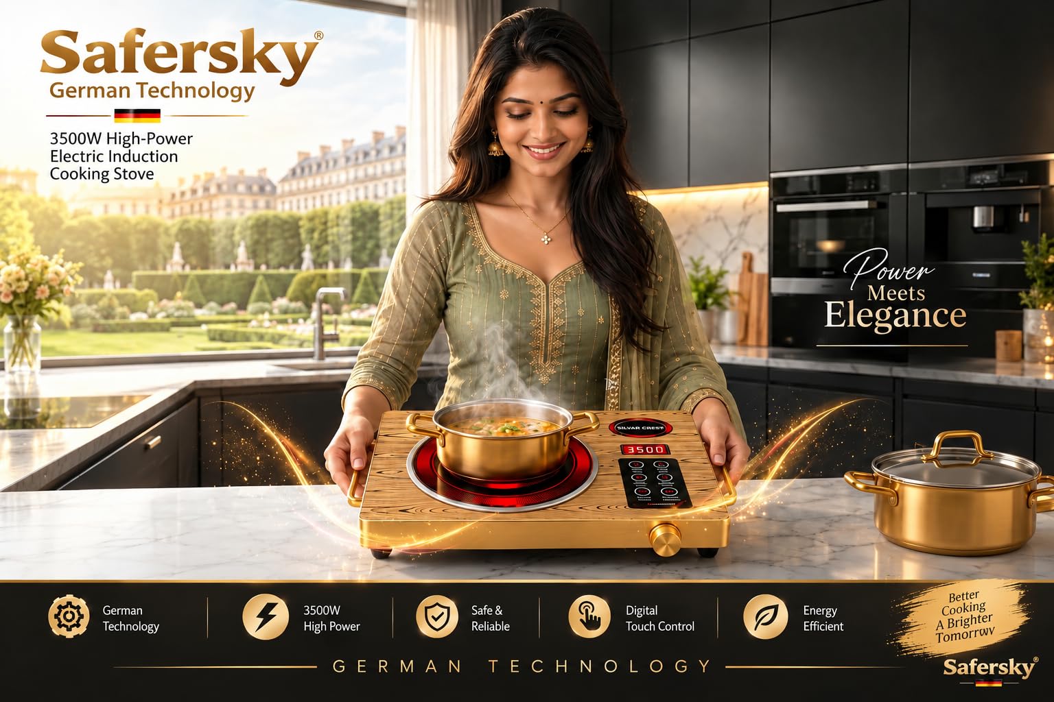 SAFERSKY 3500W Induction Cooktop - Portable & Durable -6 SAFERSKY 3500W Induction Cooktop - Portable & Durable -6