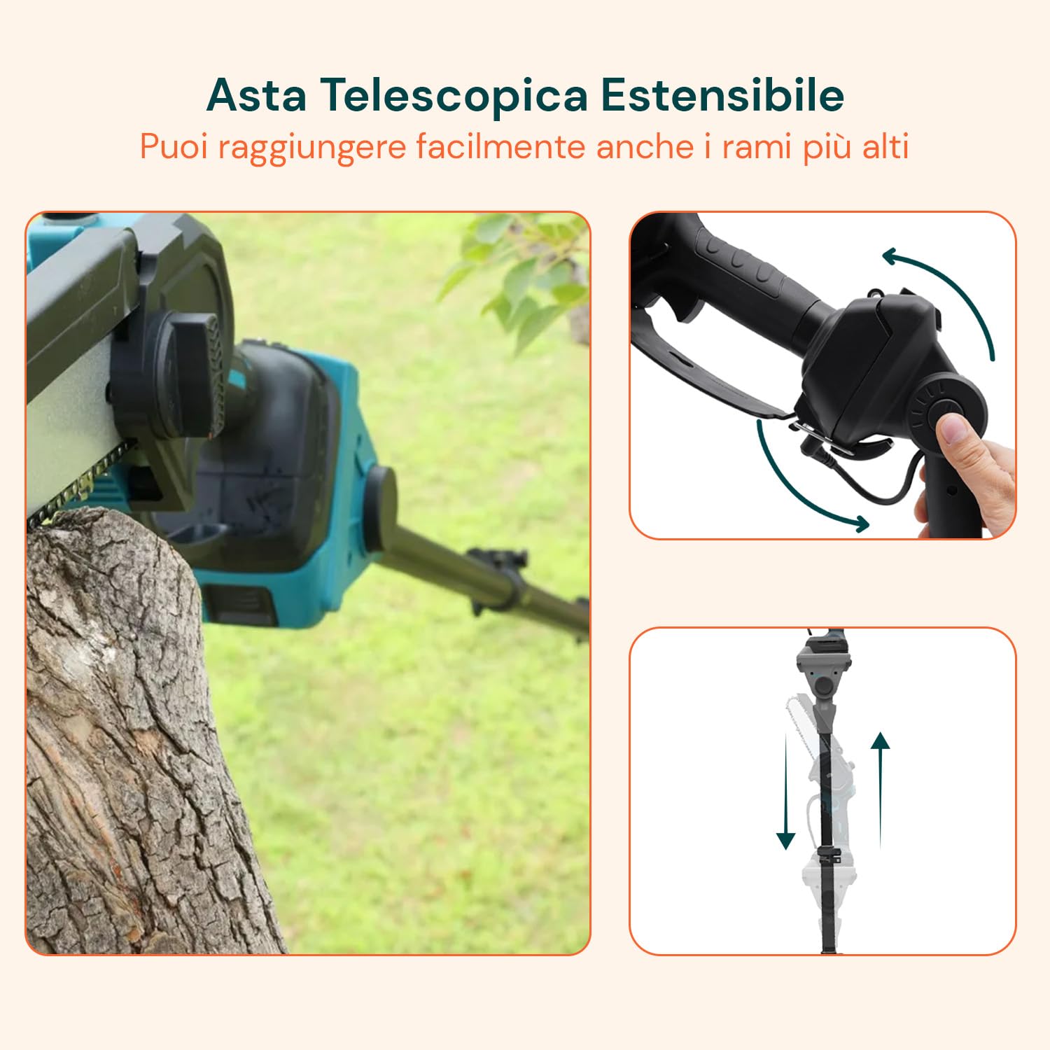 Avilia Kit Potatura 3 in 1 Forbici Potatura a Batteria Motosega 88V Asta Telescopica Giardinaggio