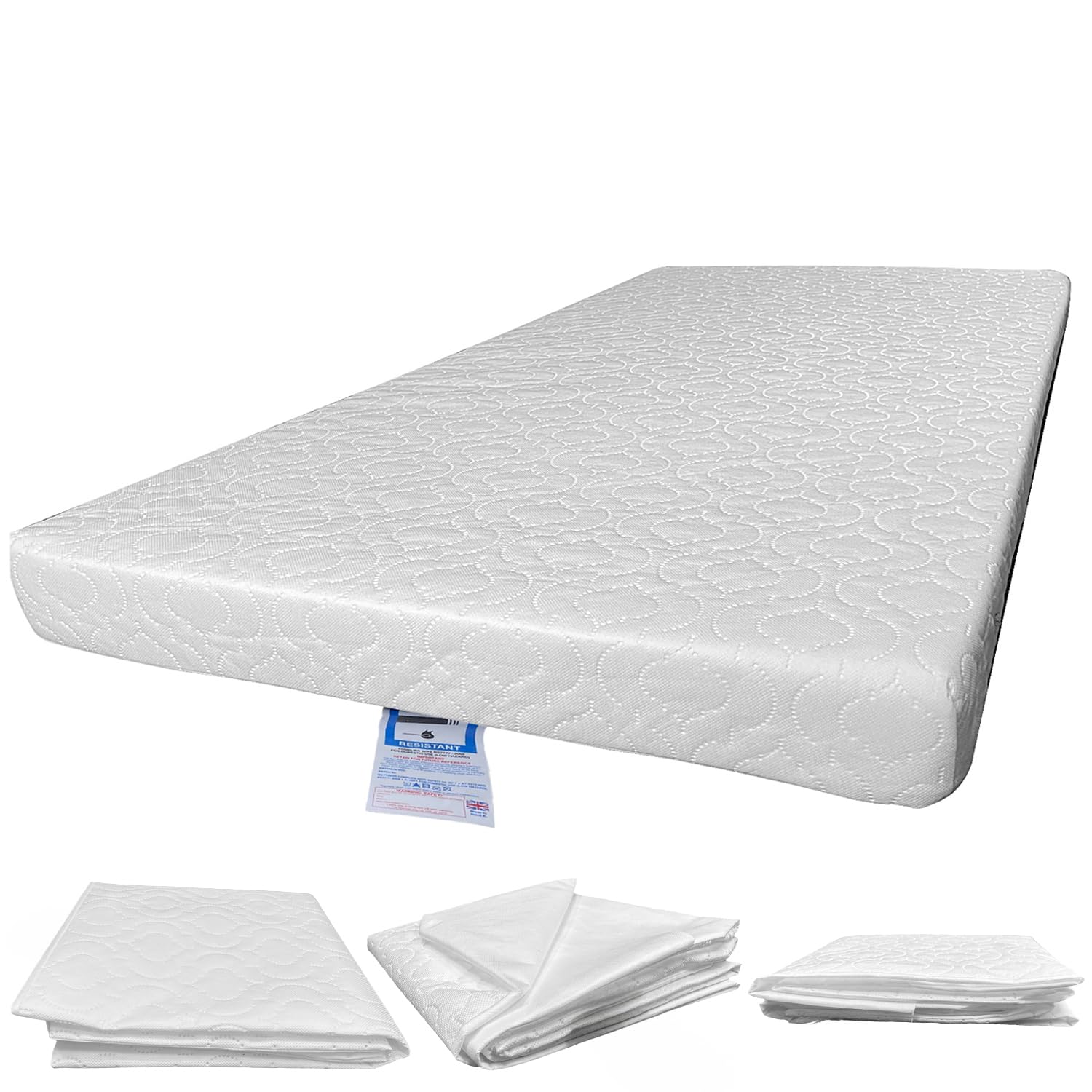 Wate Resistant Cot Mattress Cover Encasement, Cot Bed 120 x 60 x 5cm Breathable and Hypoallergenic, Bed Bug and Dust Mite Resistant Mattress Cover