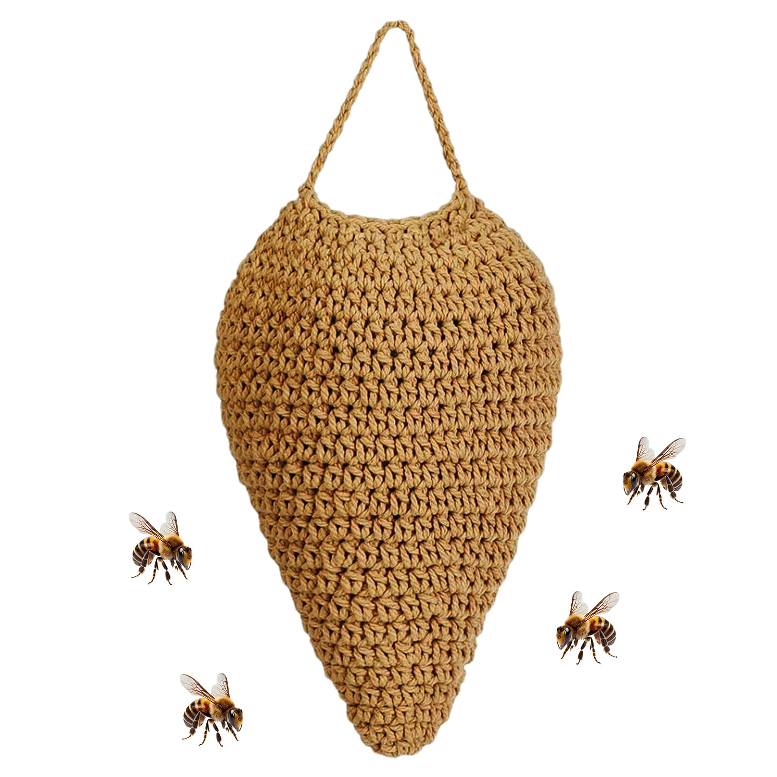 Woven Wasp Nest, Fake Hornet Nest, Realistic Artificial Deter, Hangable Outdoor Decoration, Durable Porch and Garden Ornament, Ideal for Eaves, Orchard, Yard Use, 14.17 x 7.87 inches