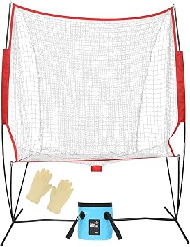 Portable Tennis & Pickleball Recovery System Net, 6 x 7ft Portable Polyester Mesh and Fiberglass Frame, Ball Recycling Net for Tennis Ball Machine, Collapsible Pickleball Trainer for Indoor/Outdoor