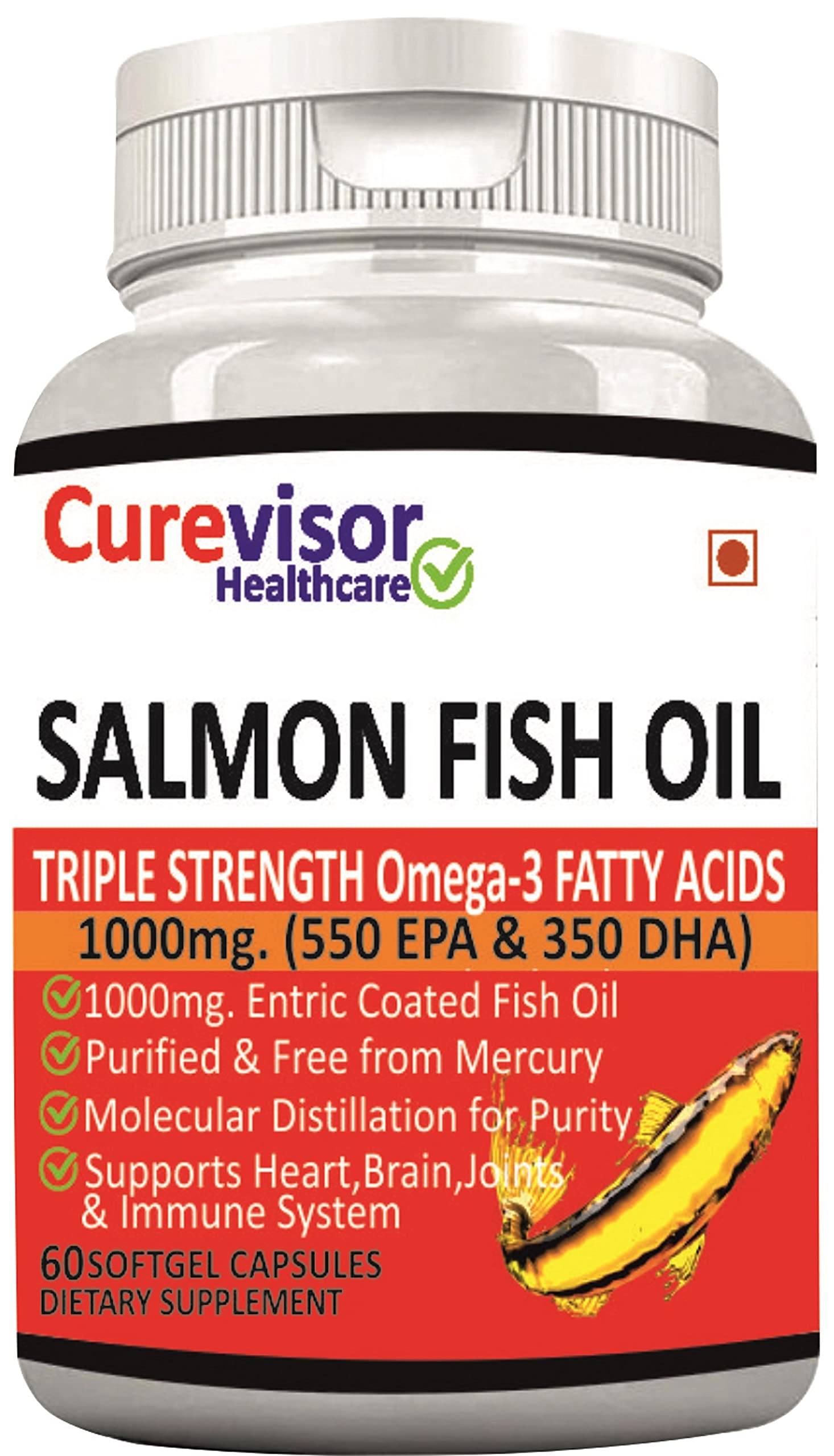 Curevisor Omega 3 Salmon Fish Oil (Triple Strength) Softgels with EPA 550 and 350 DHA (1000 mg)-60… (B09G183M39) Amazon Price History, Amazon Price Tracker