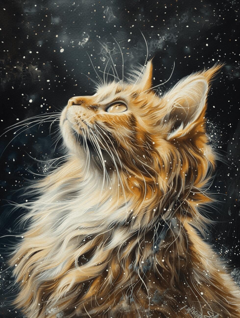 AMBATTERY Animal DIY Bead Cross Stitch Kits Cats and The Stars Bead Embroidery Kit for Adults Needlepoint Tapestry Set Beaded Stitching 50x60cm