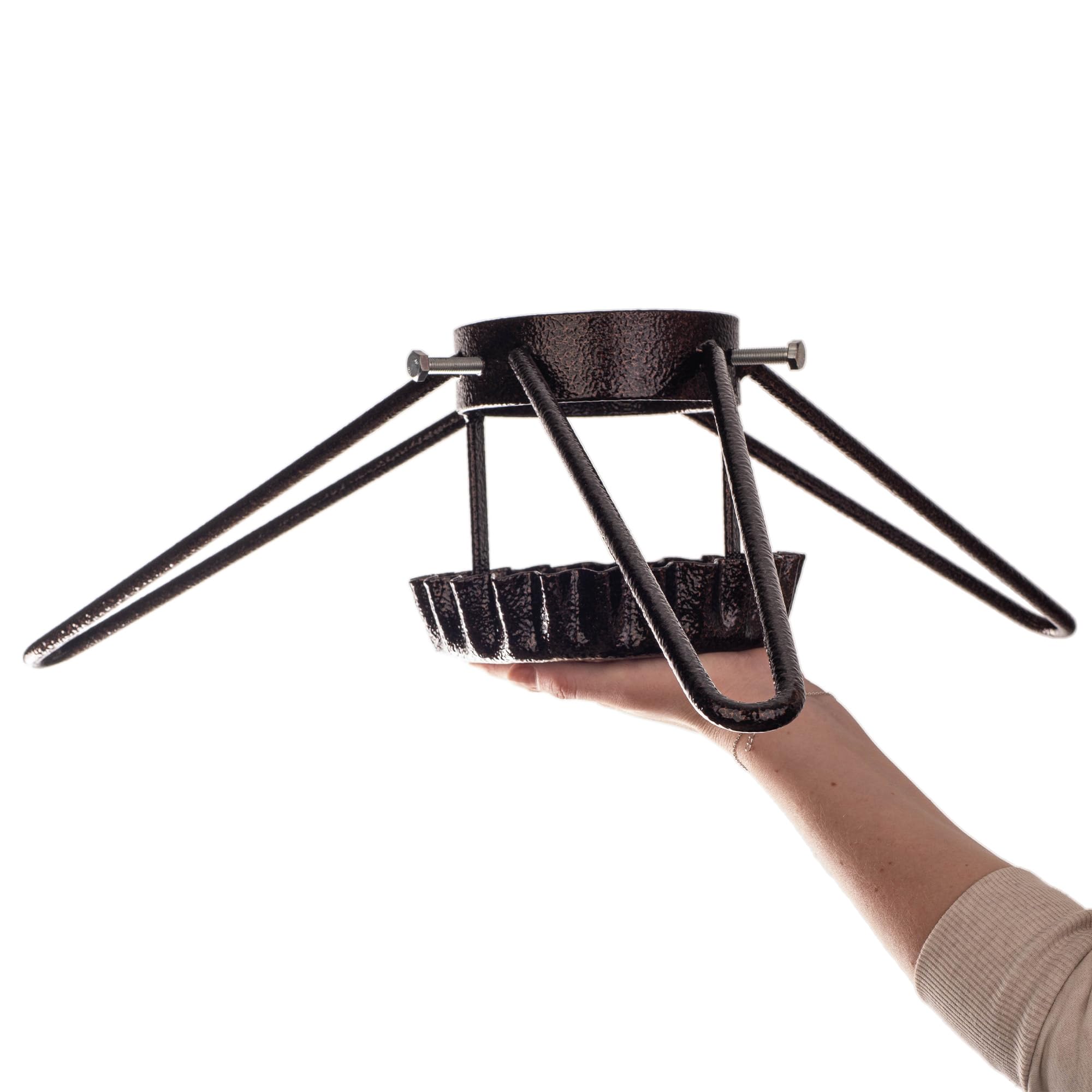 KADAX Support pour sapin de Noël en acier - Support stable avec réservoir d'eau - Avec boutons - Différentes tailles - Marron - Largeur : 58 cm