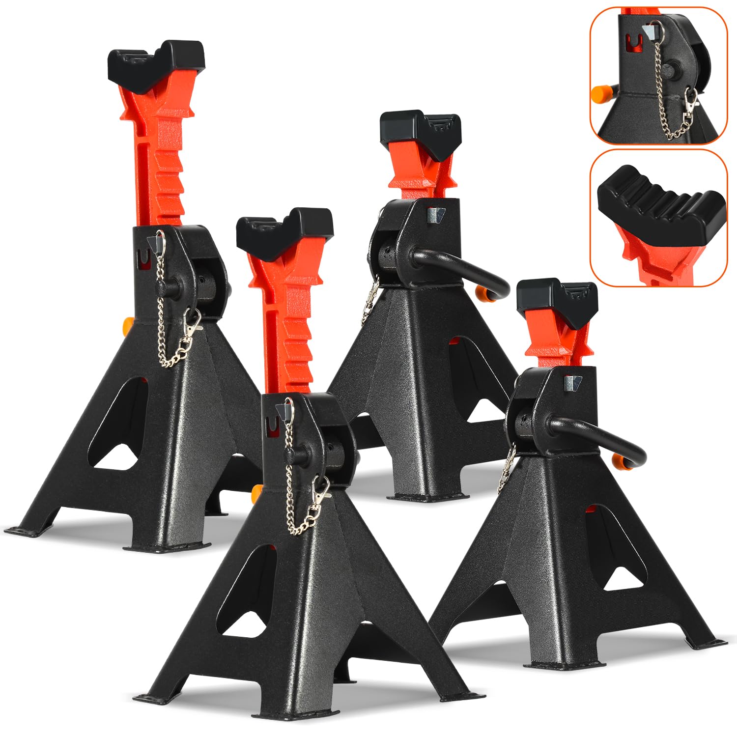 Soporte de gato 3T, ajustable en altura 4×, soportes para vehículos con seguridad y goma, 285-430 mm de altura de elevación ajustable, soportes para autocaravanas, coches, caravanas