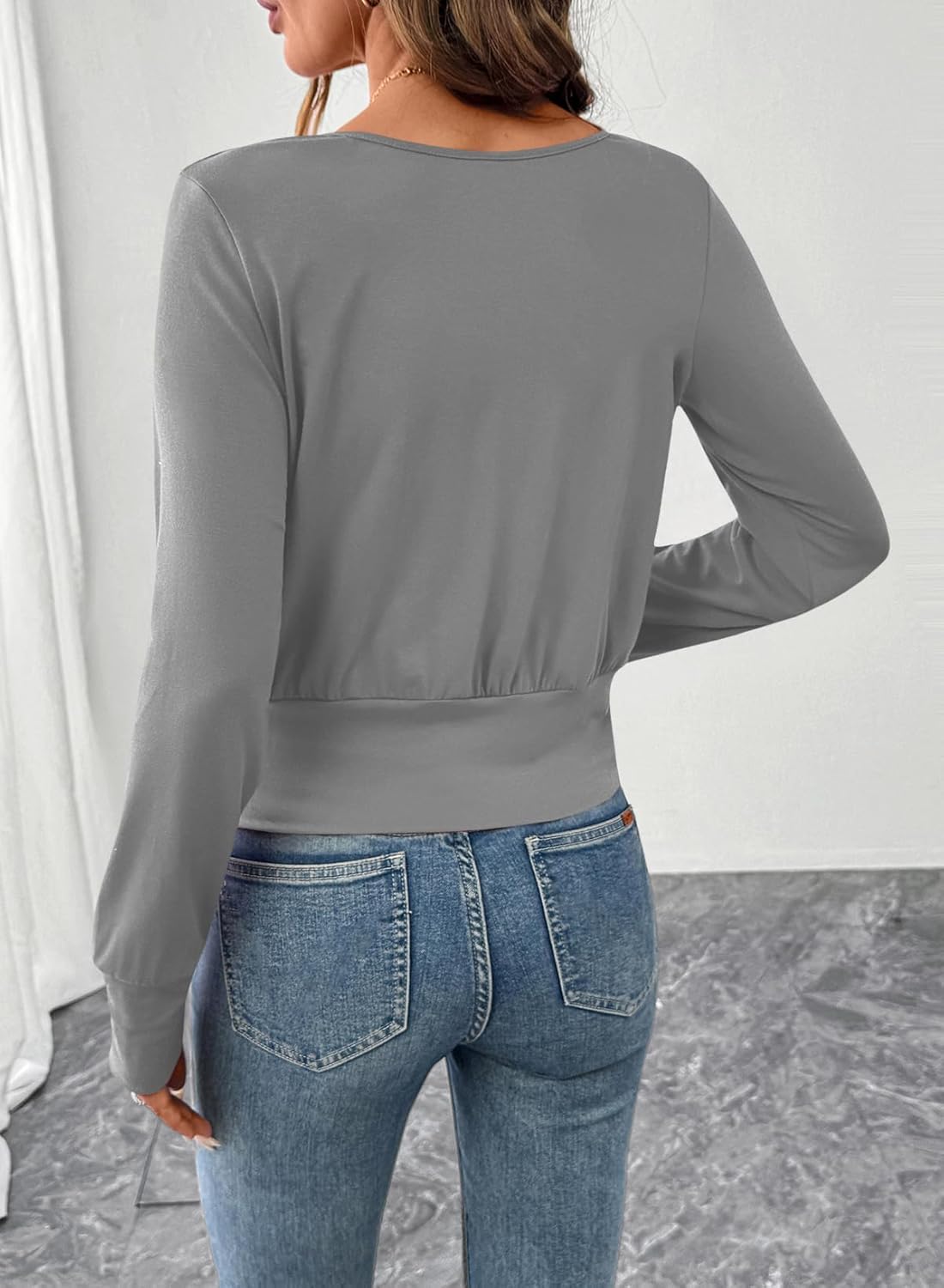 EVALESS Womens Tops Spring Cross Wrap V Neck Blouses Dressy Casual Long Sleeve Shirts Trendy 2026 - Image 5