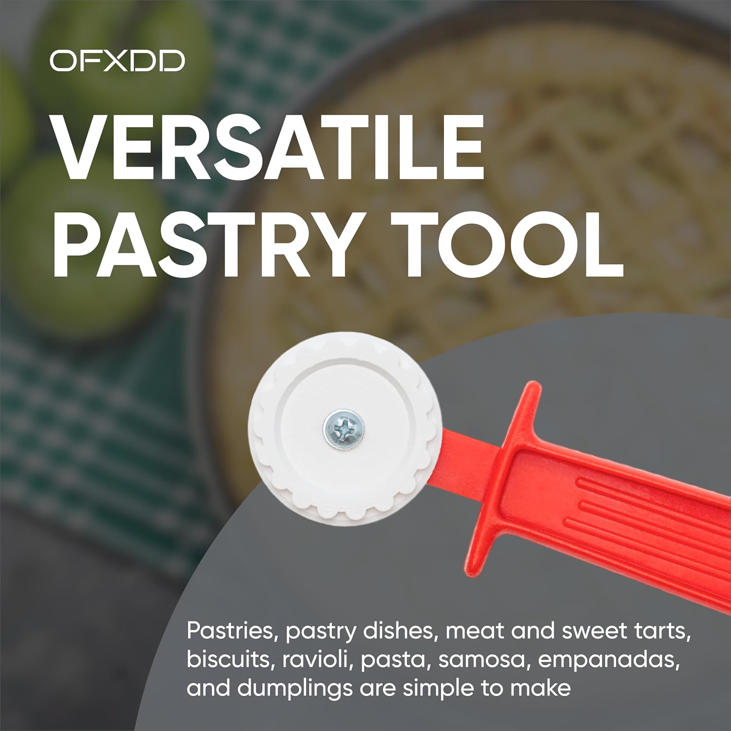 Pasta Cutter Wheel - Hand Ravioli Cutter - Dough Pastry Crimper for Baking - Fluted Pastry Cutter Wheel with Plastic Handle