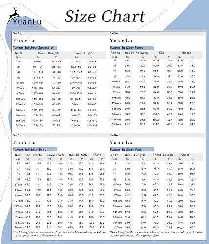 Miniatura 6 de YuanLu Traje de Boda para Niños, Ropa de Vestir para Niños, Traje de Portador de Anillos, Vestido de Regreso a Casa, Traje de Chaleco y Pantalones