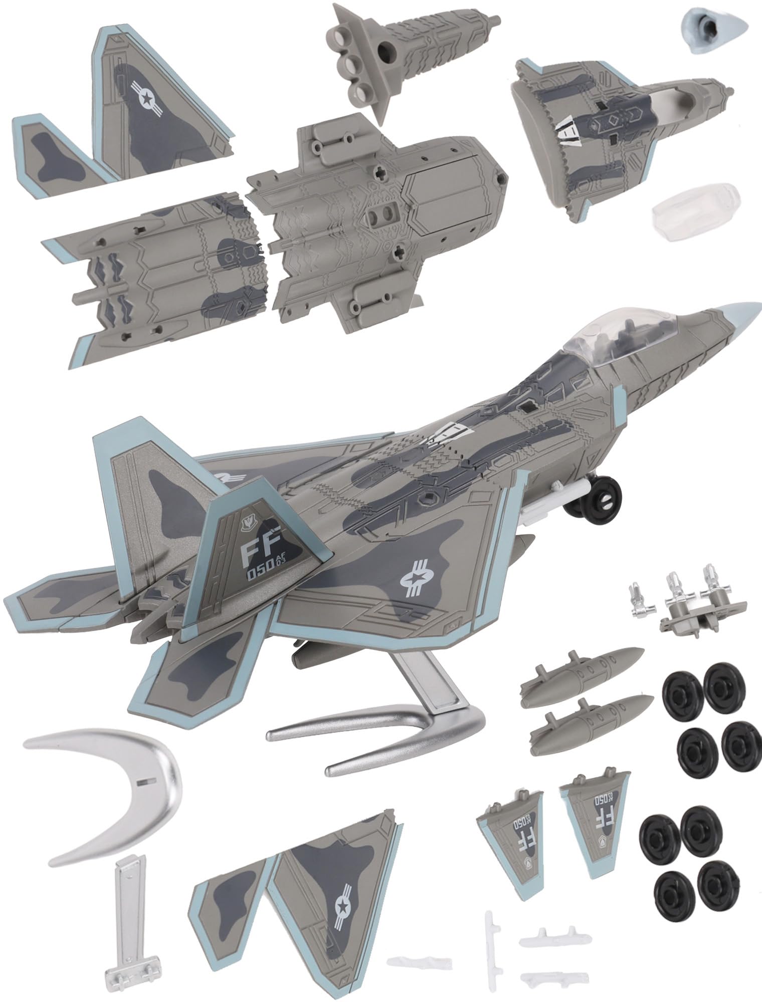 F22 Raptor Model Fighter Jet Plane Toy, 1/100 Plastic Military Airplane Building Kit 22 P…