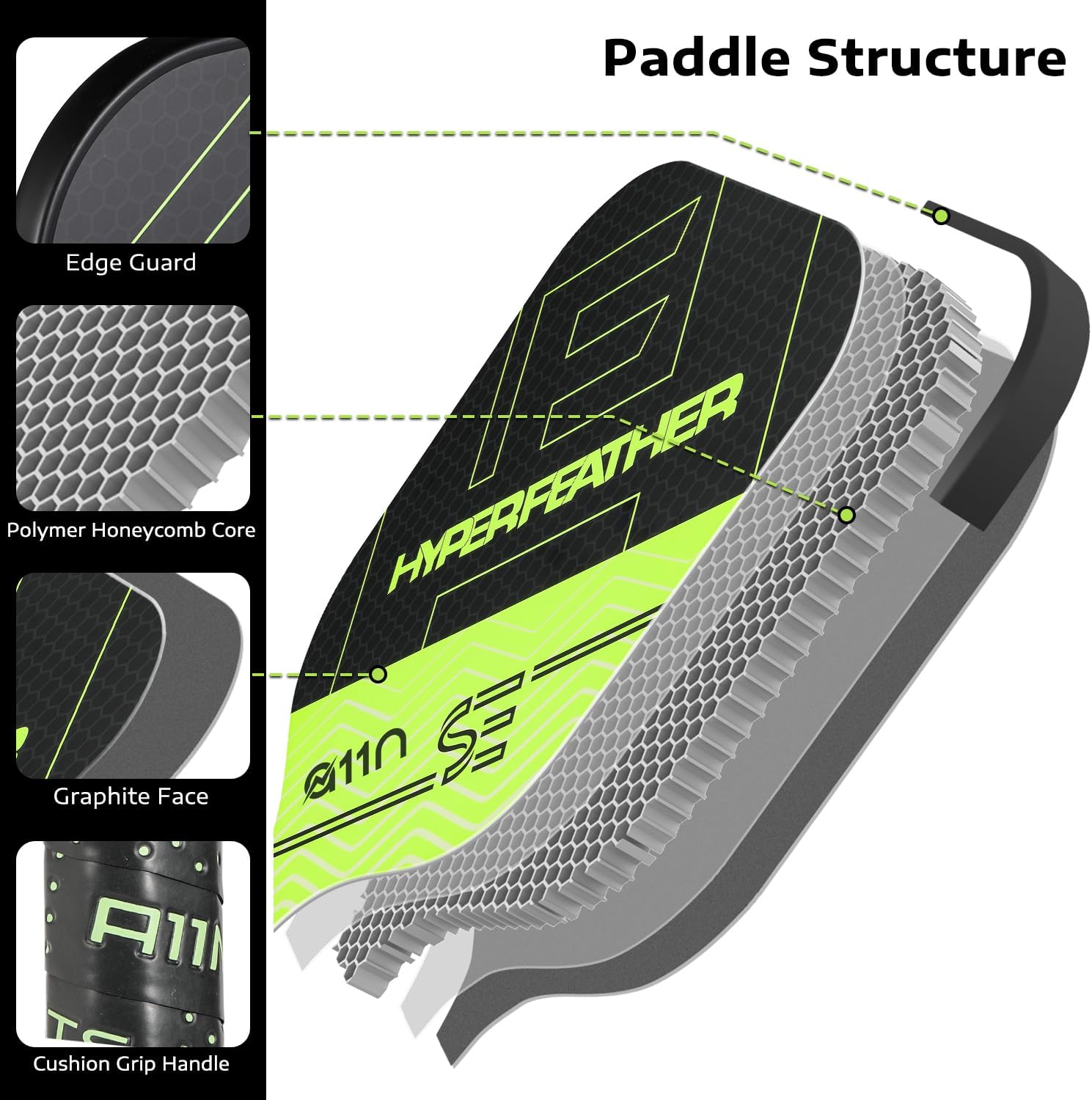 A11N SPORTS Pickleball Paddles Set of 2 Graphite Surface Rackets with 4 Pickleball Balls and Pickleball Bag for Beginners - USAPA Approved