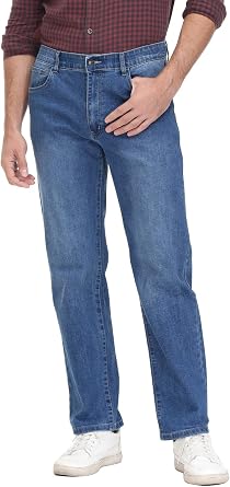 Soojun Mens Flex Waistband Relaxed Fit Straight Leg Jeans