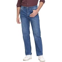 Soojun Mens Flex Waistband Relaxed Fit Straight Leg Jeans