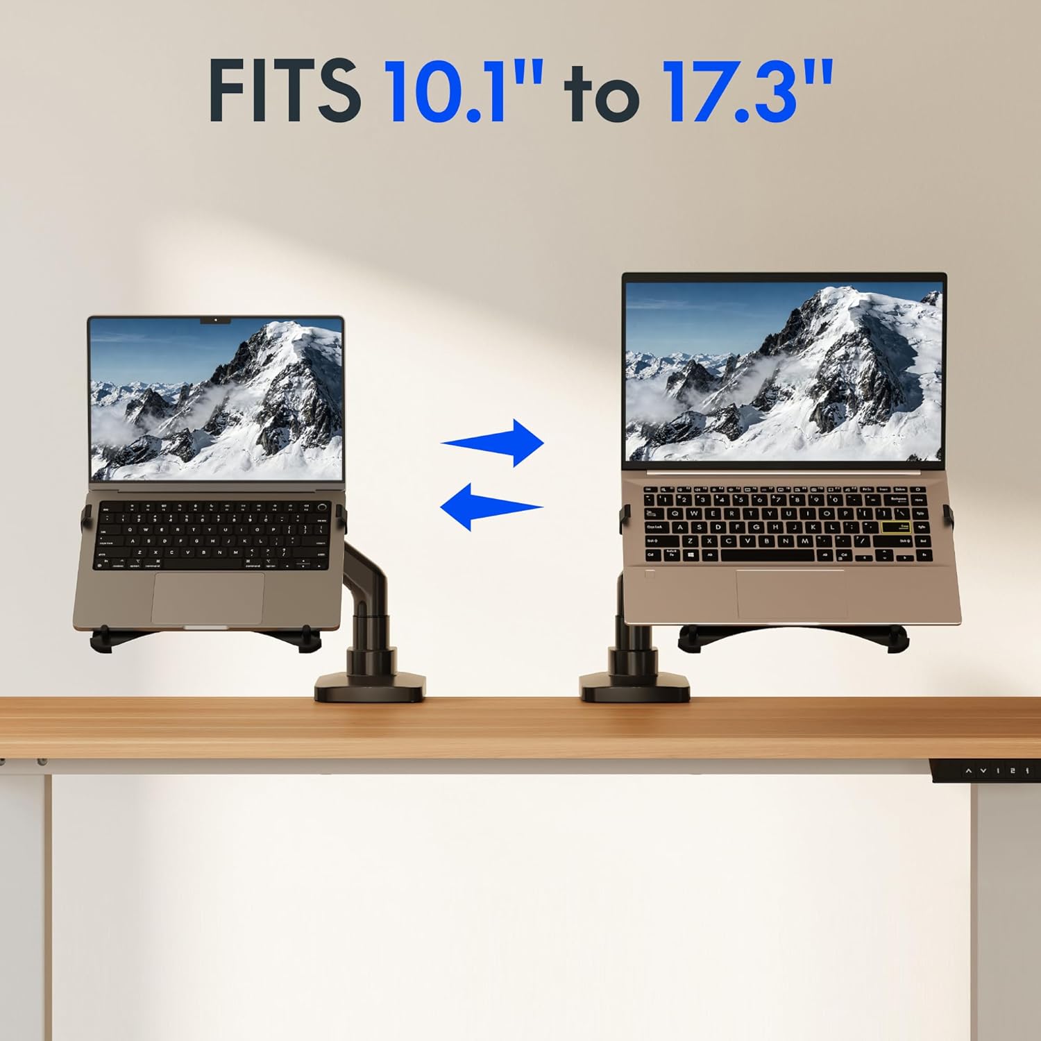 FlexiSpot Laptop Tray for Monitor Arm, VESA Mount 75x75&100x100mm, Fits Laptops up to 17.3in, Notebook Tray with Lockable Clips for Home Office- Black