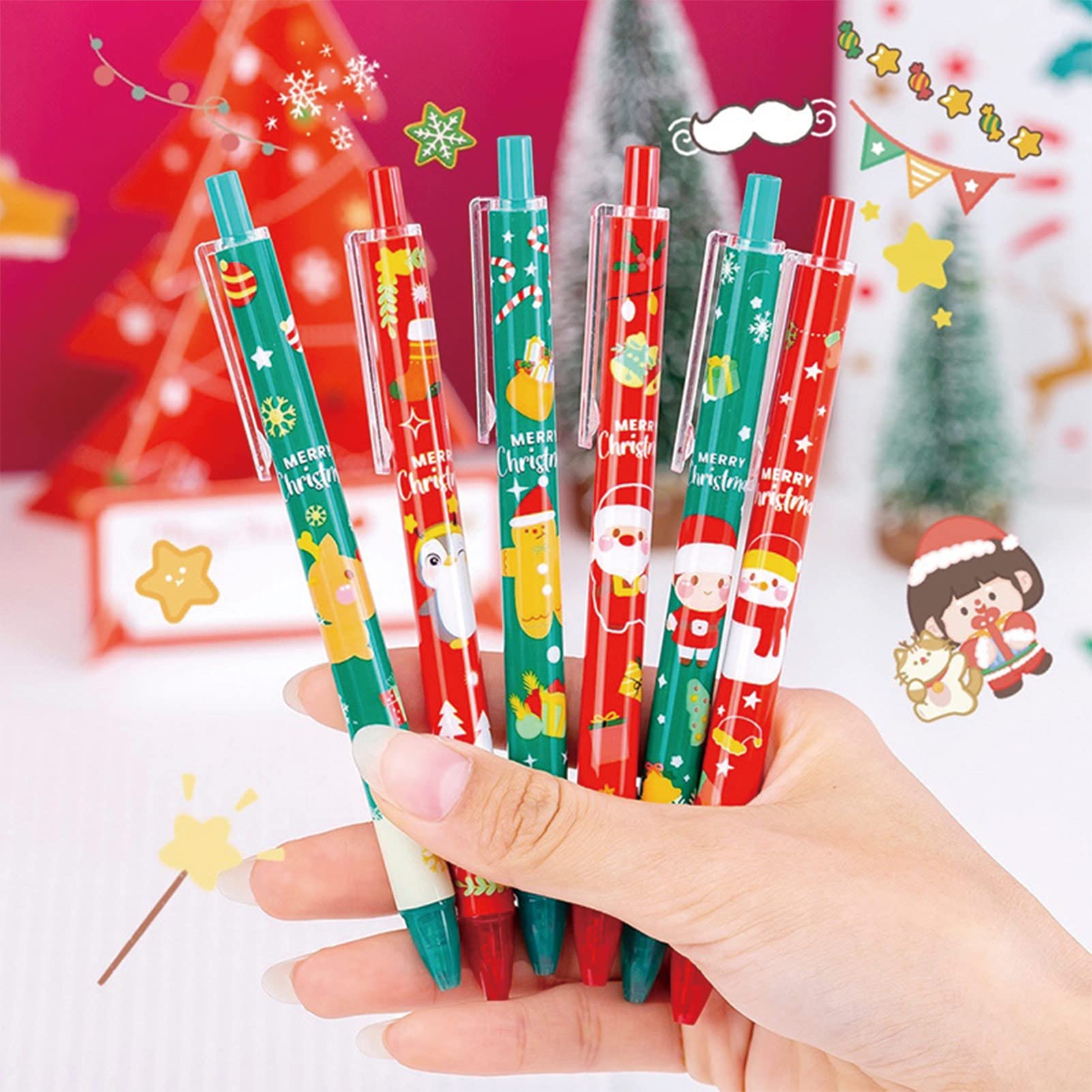 6 Pcs Gel Ink Pens Cartoon Retractable Pens Cute Animal Pen 0 5mm Ballpoint Pen Office School Supplies — view 4